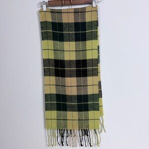 Givenchy Green Black Plaid Cashmere Blend Scarf 50”
